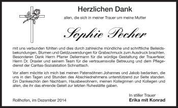 Traueranzeige von Sophie Pecher von Pegnitz-Zeitung